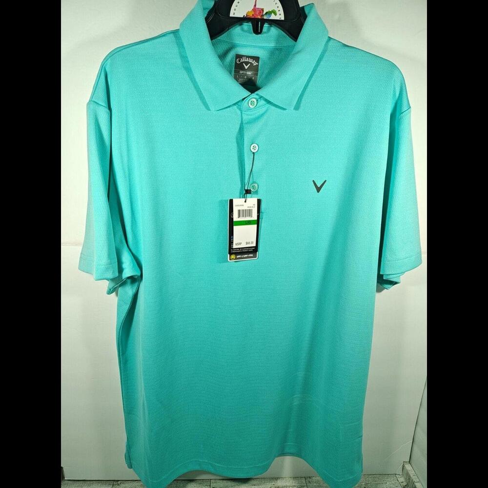 Callaway Golf Opti-Dri Men's Size Large Aruba Blue Polo New With Tags $68 Retail